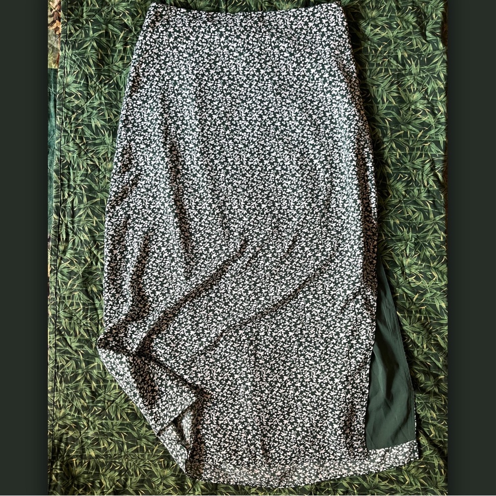 Abercrombie and Fitch floral green skirt with slit